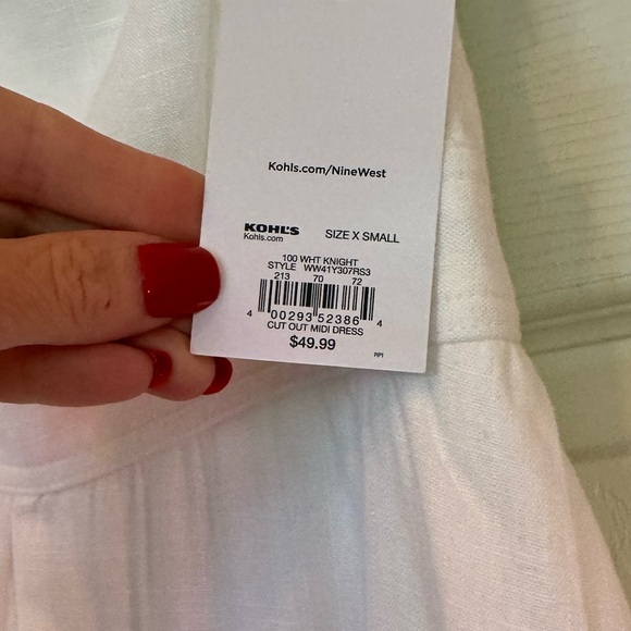 NWT NINE WEST White Linen Blend Cutout Midi Dress XS - Picture 9 of 11